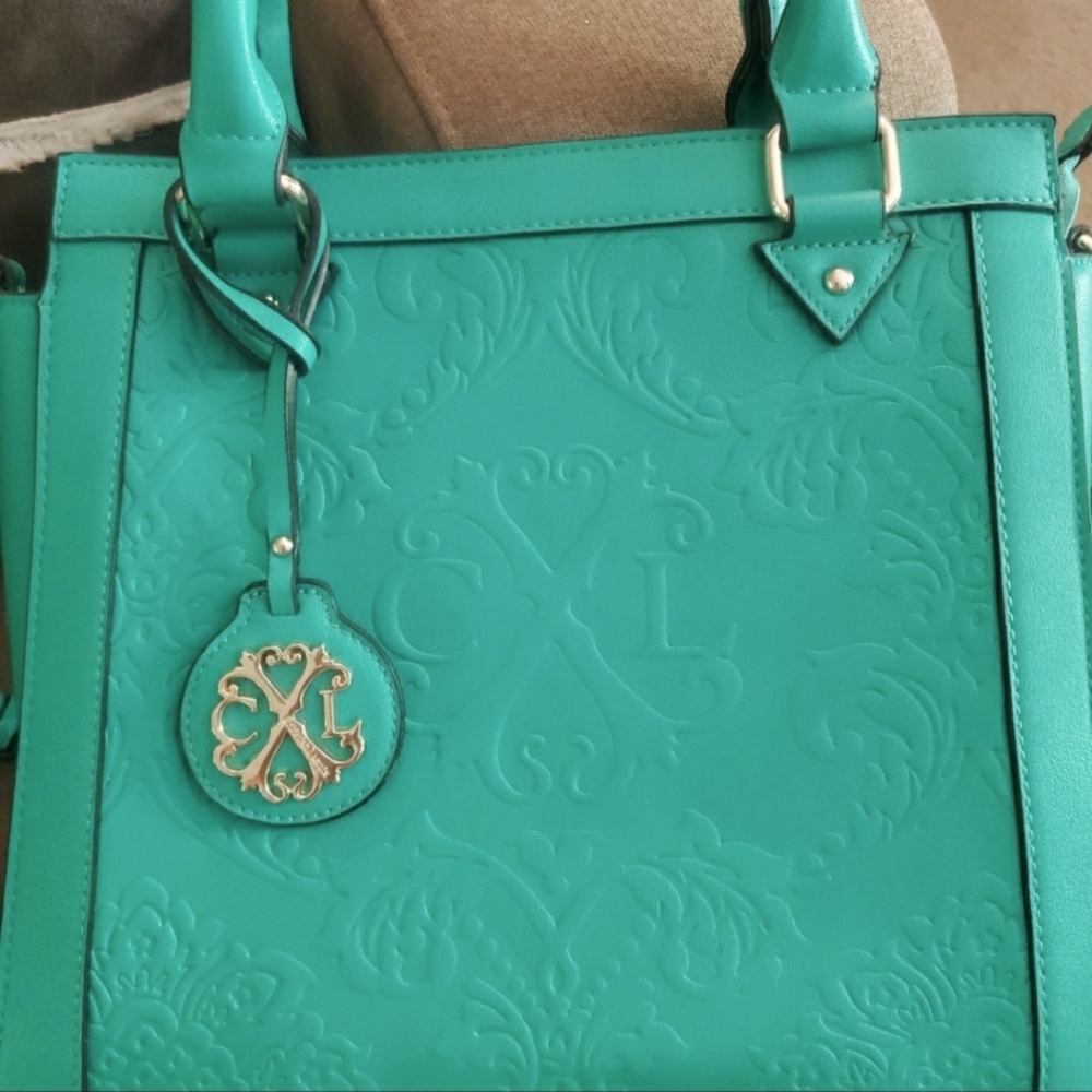 Stunning 💯 Christian Lacroix Teal Satchel - Picture 8 of 16